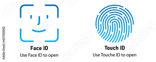 Touch ID and Face ID on mobile device vector icon. esp10