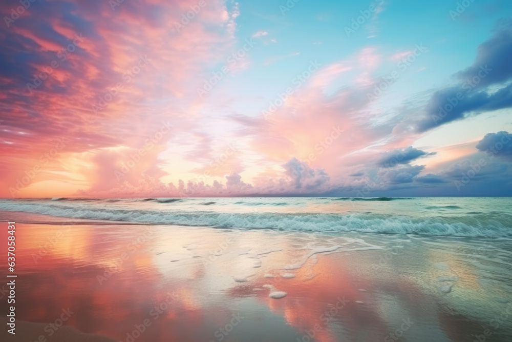 Pink Sunset over Ocean