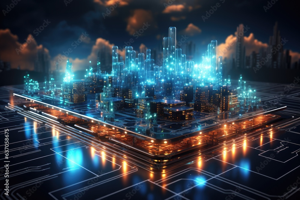 Cloud computing transfer big data on internet. futuristic digital technology .Generative AI