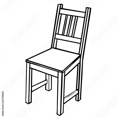 Simple classic wooden chair for apartment or office interior. Hand drawn doodle vector illustration for product package,  poster, interior illustration design.