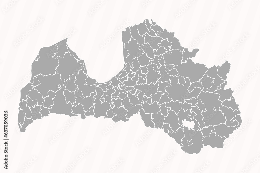 Obraz premium Detailed Map of Latvia With States and Cities