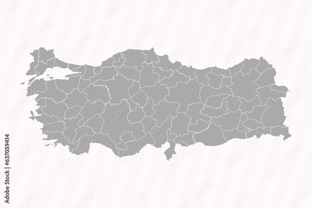 Obraz premium Detailed Map of Turkey With States and Cities