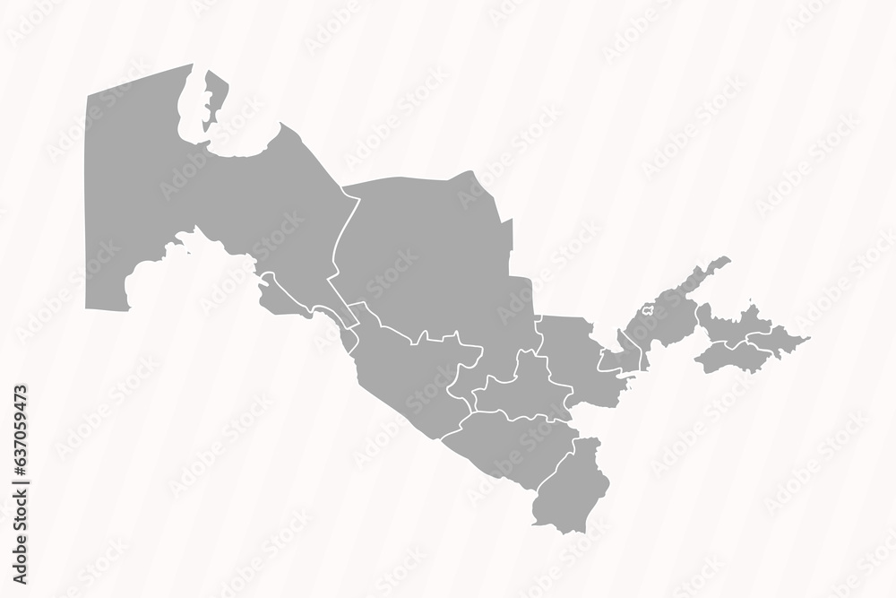 Fototapeta premium Detailed Map of Uzbekistan With States and Cities