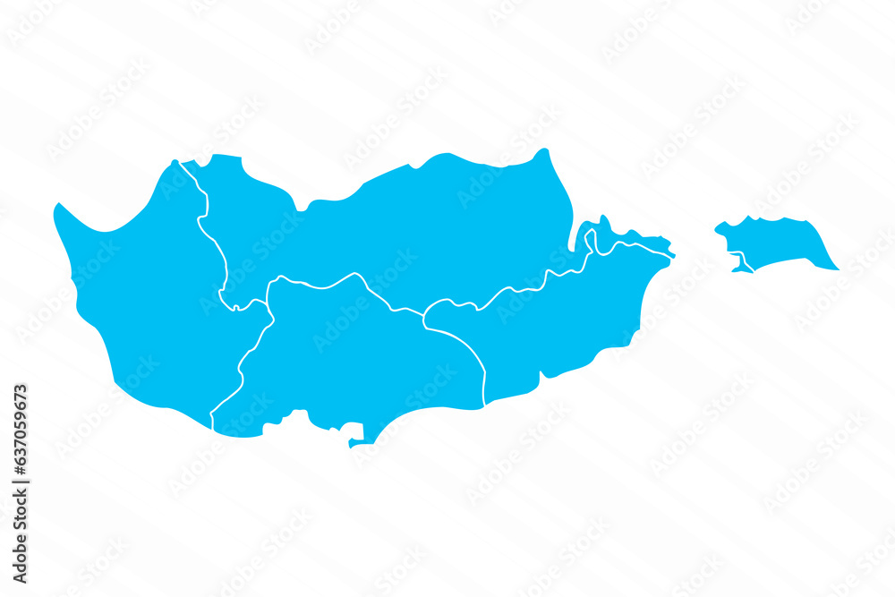 Flat Design Map of Cyprus With Details
