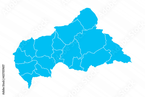 Flat Design Map of Central African Republic With Details