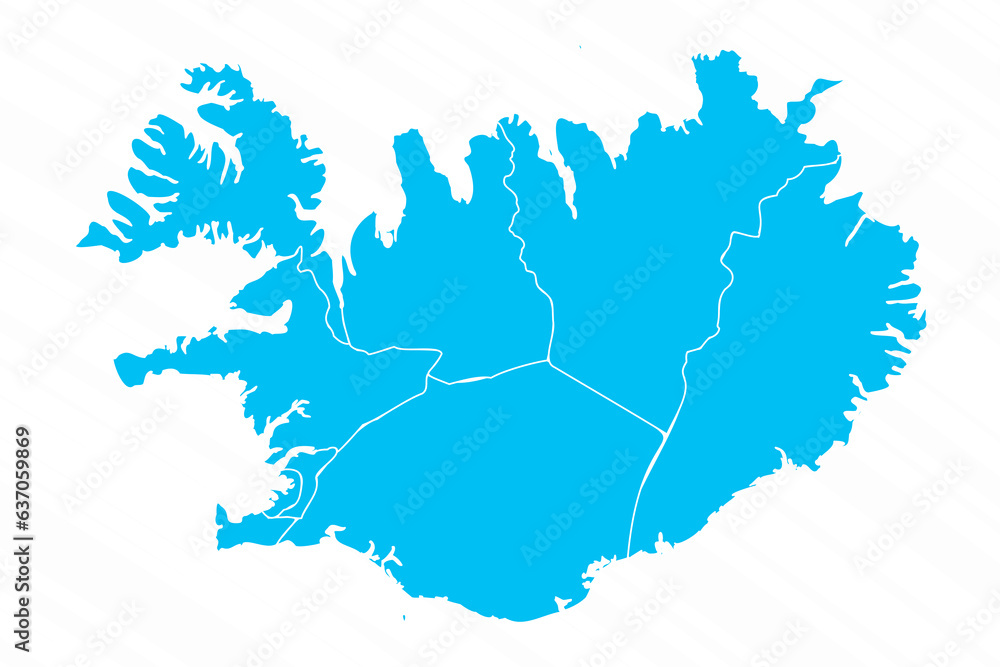 Flat Design Map of Iceland With Details
