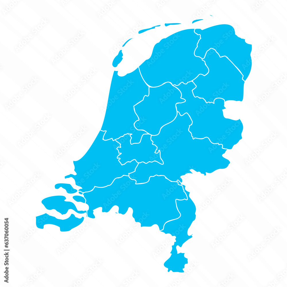 Flat Design Map of Netherlands With Details
