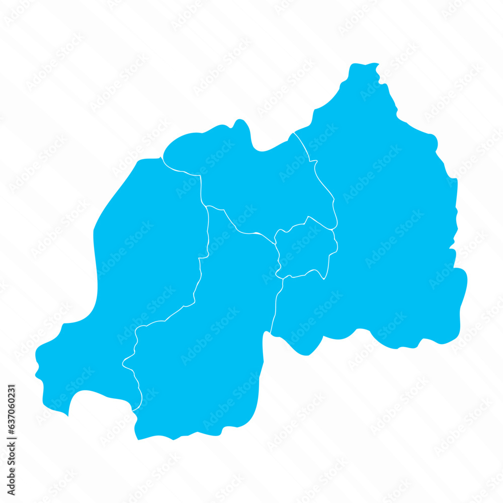 Flat Design Map of Rwanda With Details Flat Design Map of Rwanda With Details
