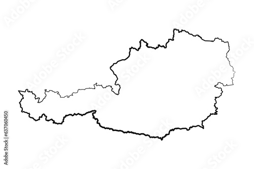 Hand Drawn Lined Austria Simple Map Drawing