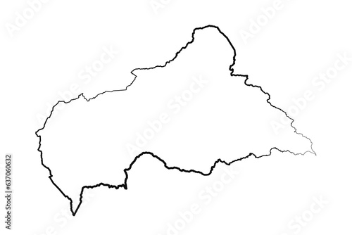 Hand Drawn Lined Central African Republic Simple Map Drawing