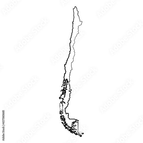 Hand Drawn Lined Chile Simple Map Drawing