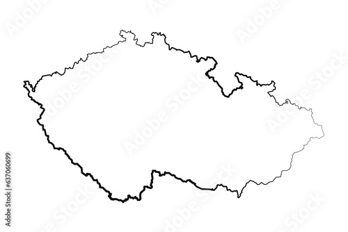 Hand Drawn Lined Czech Republic Simple Map Drawing