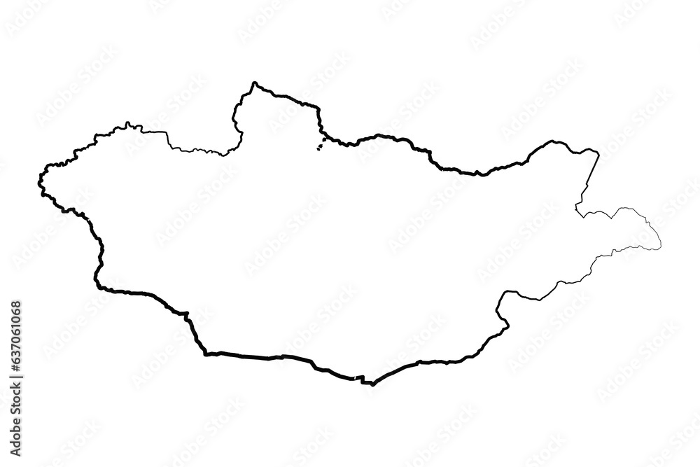 Hand Drawn Lined Mongolia Simple Map Drawing Hand Drawn Lined Mongolia Simple Map Drawing