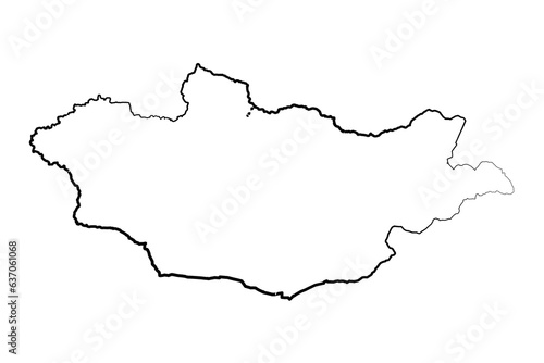 Hand Drawn Lined Mongolia Simple Map Drawing