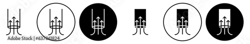 Suction icon set. vacuum cleaner air suction with arrows vector symbol in black filled and outlined style. photo