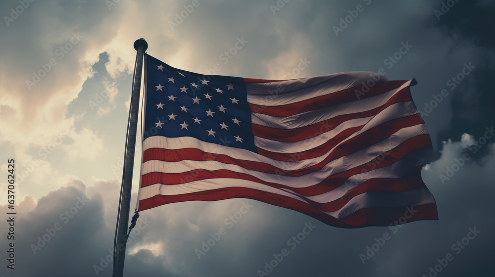Obraz premium american flag on a blue background
