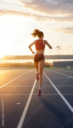 Sporty woman running. Sport training, physical activity. Gym and gymnastics. Physical care and well-being.