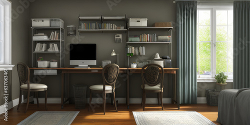 Photorealistic private room indoor for work and study