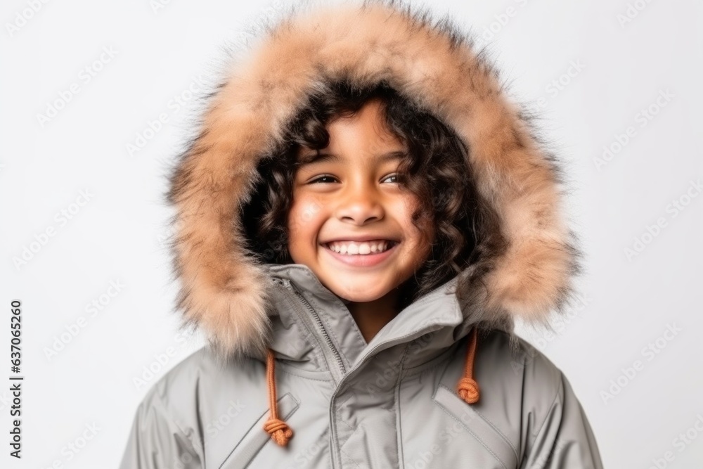 Portrait of a smiling african american little girl in winter jacket Portrait of a smiling african american little girl in winter jacket