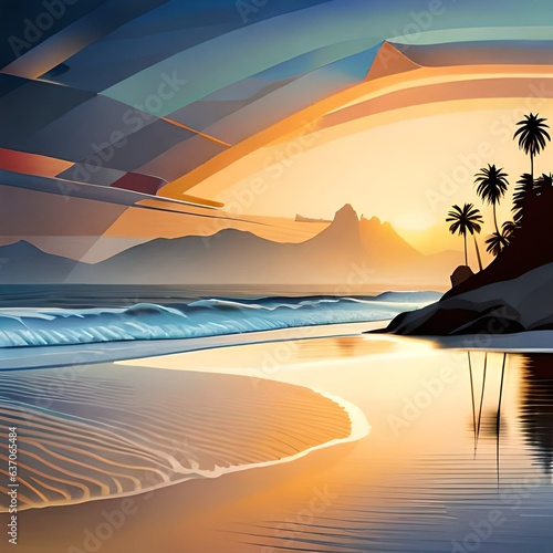 sunset on the beach Illustration