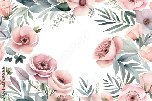 Bouquet composition decorated with dusty pink watercolor flowers and eucalyptus greenery Floral elements collection, watercolor flower set watercolor backgr