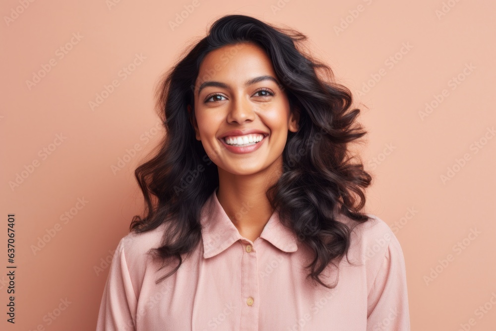 Smiling young african american woman looking at camera on pink background Smiling young african american woman looking at camera on pink background
