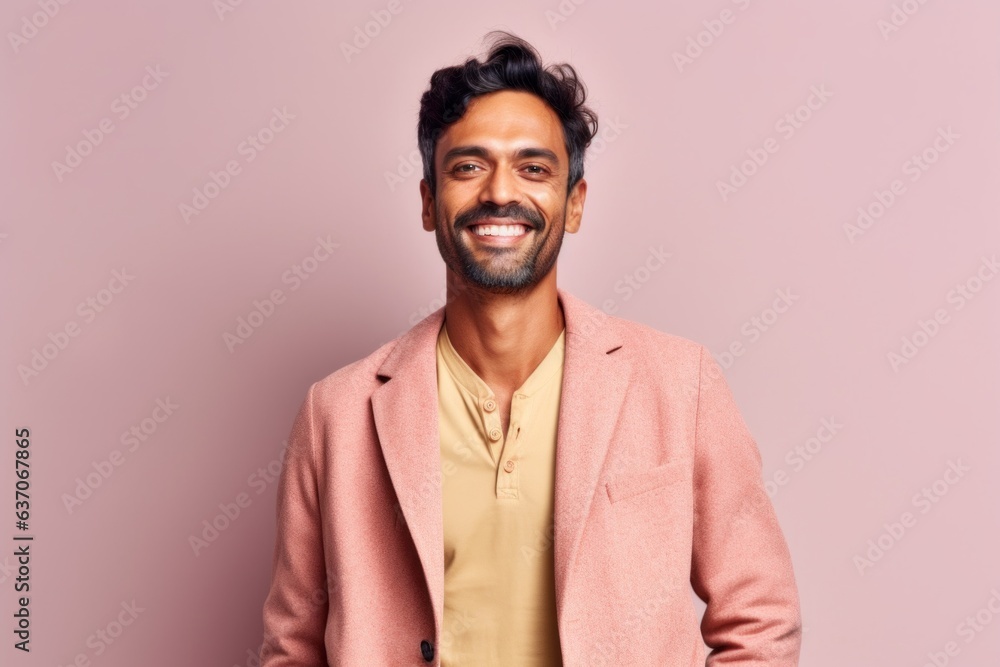 Portrait of a young indian man in a pink jacket on a pink background Portrait of a young indian man in a pink jacket on a pink background