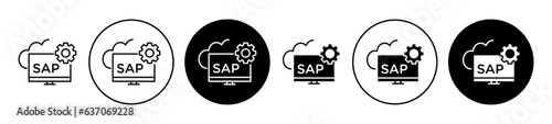 SAP icon set. Systems, Applications & Products in Data Processing vector symbol in black color.