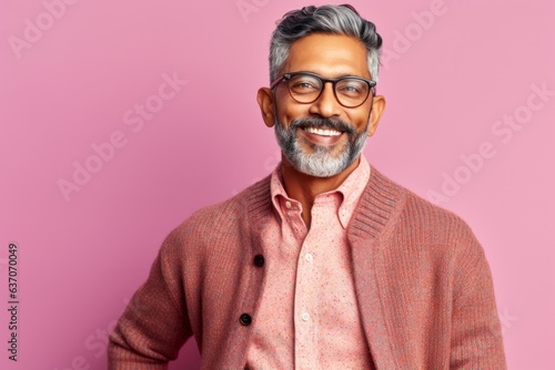 smiling indian senior man in eyeglasses looking at camera © Leon Waltz