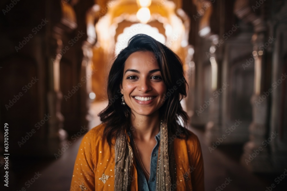 Portrait of a beautiful woman smiling at the camera in the mosque. Portrait of a beautiful woman smiling at the camera in the mosque.