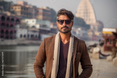 Young handsome Indian Sikh man in the city of Pashupatinath