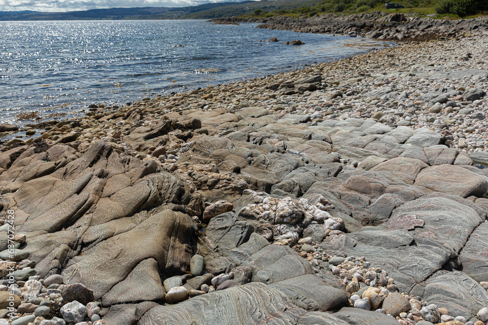 Unique stone pavement on a remote beach Unique stone pavement on a remote beach