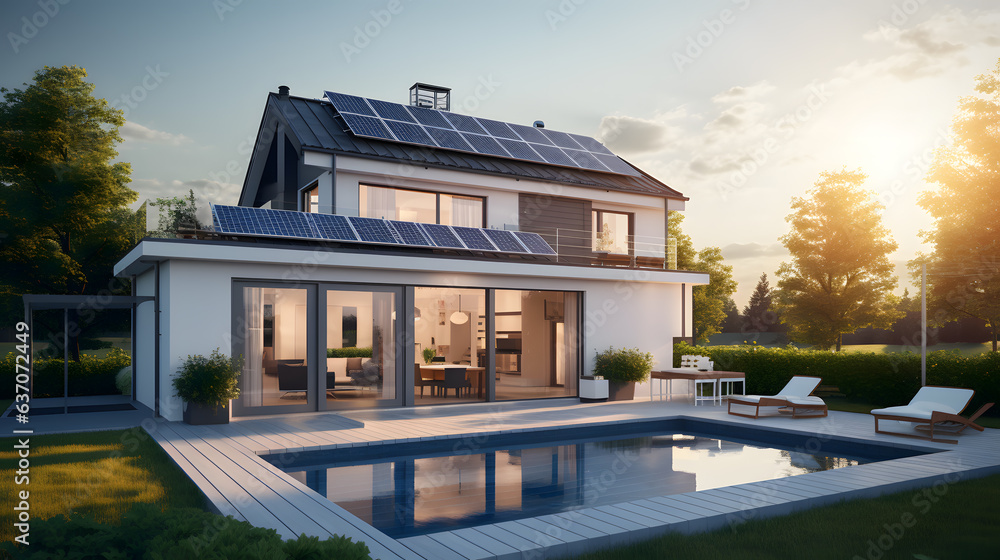 Capturing the Grace of Solar Panels on a Modern Home