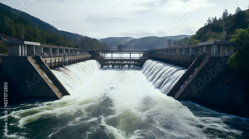 Showcasing the Synergy of Hydroelectric Dam and Rushing River in Clean Energy Generation