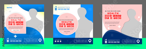 Healthcare social media post for hospital clinic promotion web banners or flyer Set