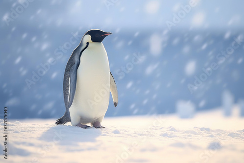 Solitary Emperor Penguin on a Pristine Background