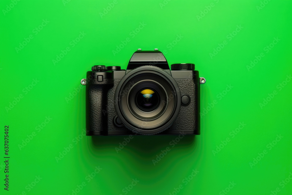 Black Camera Seen from Above on Green Surface