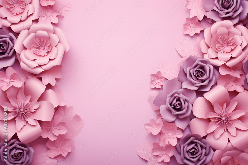 pink texture background with flowers. Generative AI