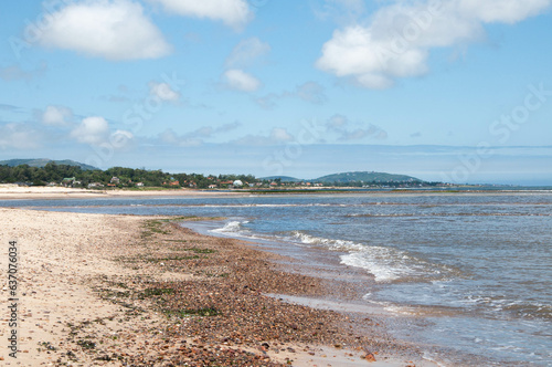 Landscape view of the beach at low tide  Las flores in uruguay