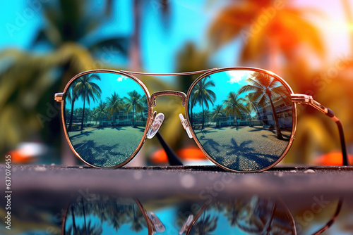 Sunglasses and Palm Oasis © AIproduction