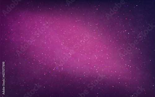 Galaxy background. Purple cosmos texture. Beautiful space wallpaper. Glowing milky way. Color outer space with shining stars. Realistic deep universe. Vector illustration