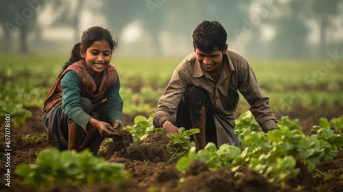 Indian Happy farmers in the field