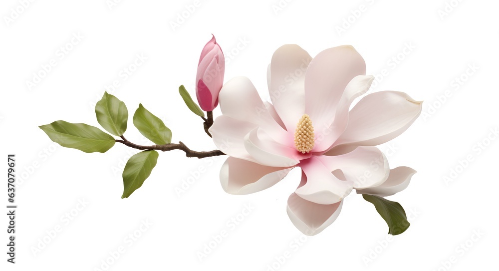 Magnolia isolated on white background.