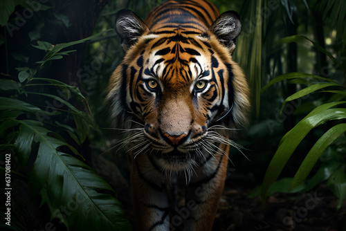 A Sumatran Tiger Stalking its Prey