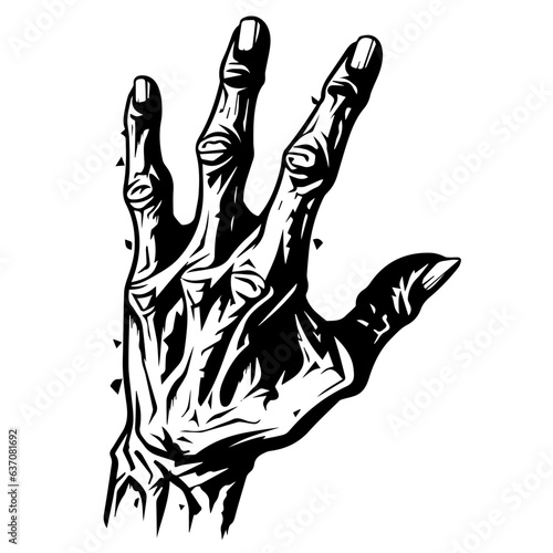Zombie hands silhouette. Creepy zombie crooked lambs stick out of graveyard ground vector illustration