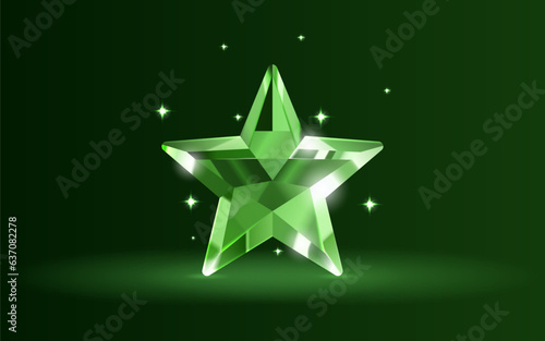 Star Crystal 3d, premium award, game prize, icon star glass. Vector illustration