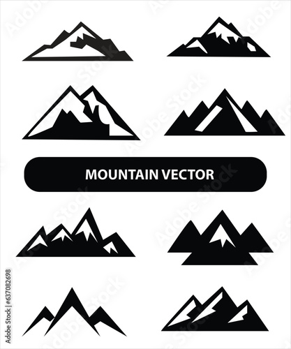 Mountain silhouette  blue and black rocky mountain illustration vector design  sign symbol  outdoor  bundle.