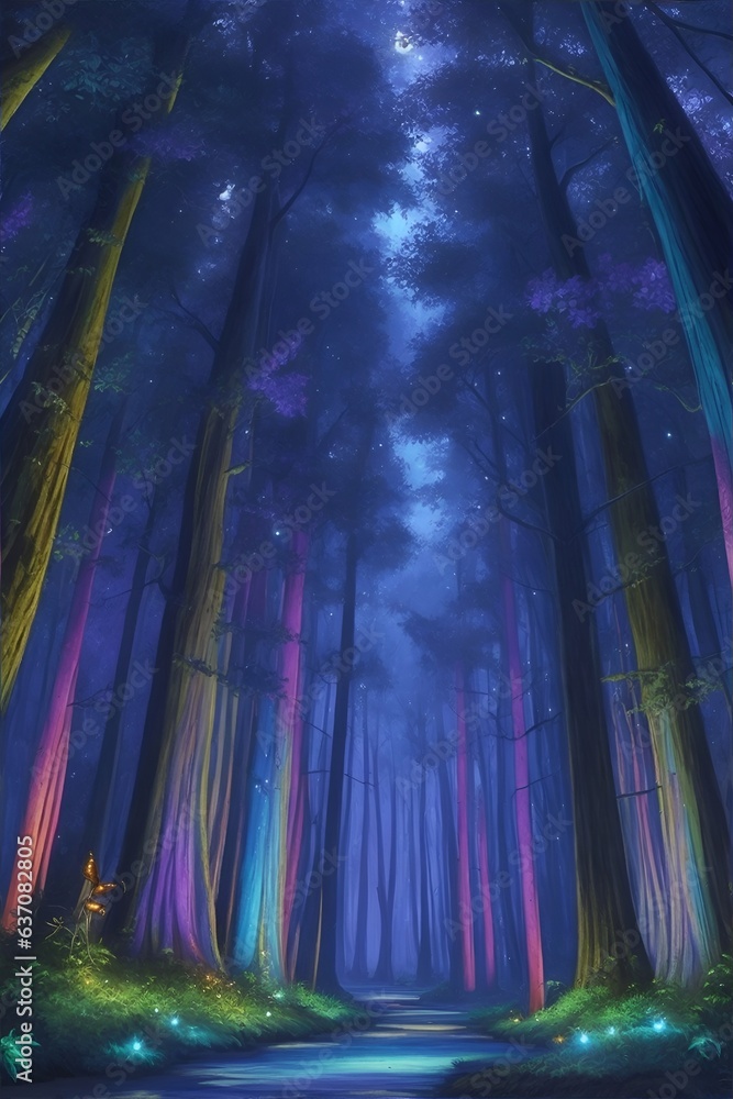 Obraz premium Mystical forest. AI generated illustration