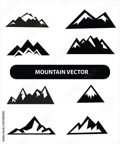Mountain silhouette, blue and black rocky mountain illustration,vector design, sign,symbol, outdoor, bundle.