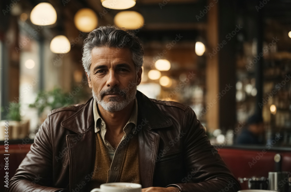 Man sitting in a coffee shop Man sitting in a coffee shop